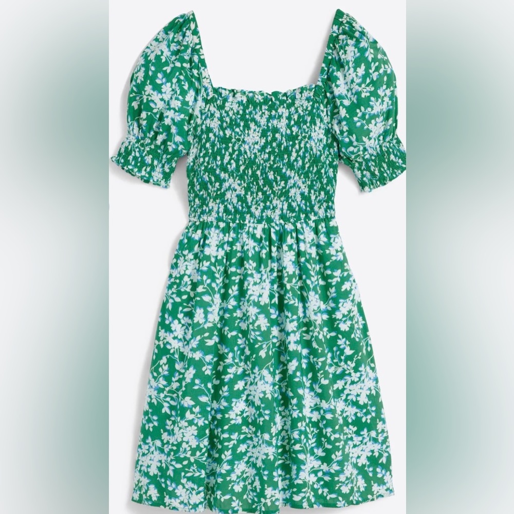 Draper James Cam Smocked Dress in Green Shadow Floral